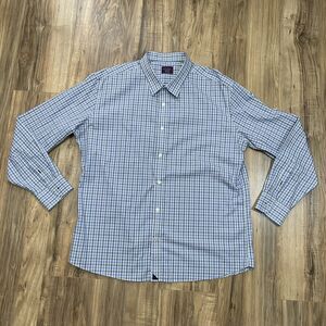 UnTuckit Mens XXXL Wrinkle Free Long Sleeve Blue Plaid Shirt - READ DESCRIPTION